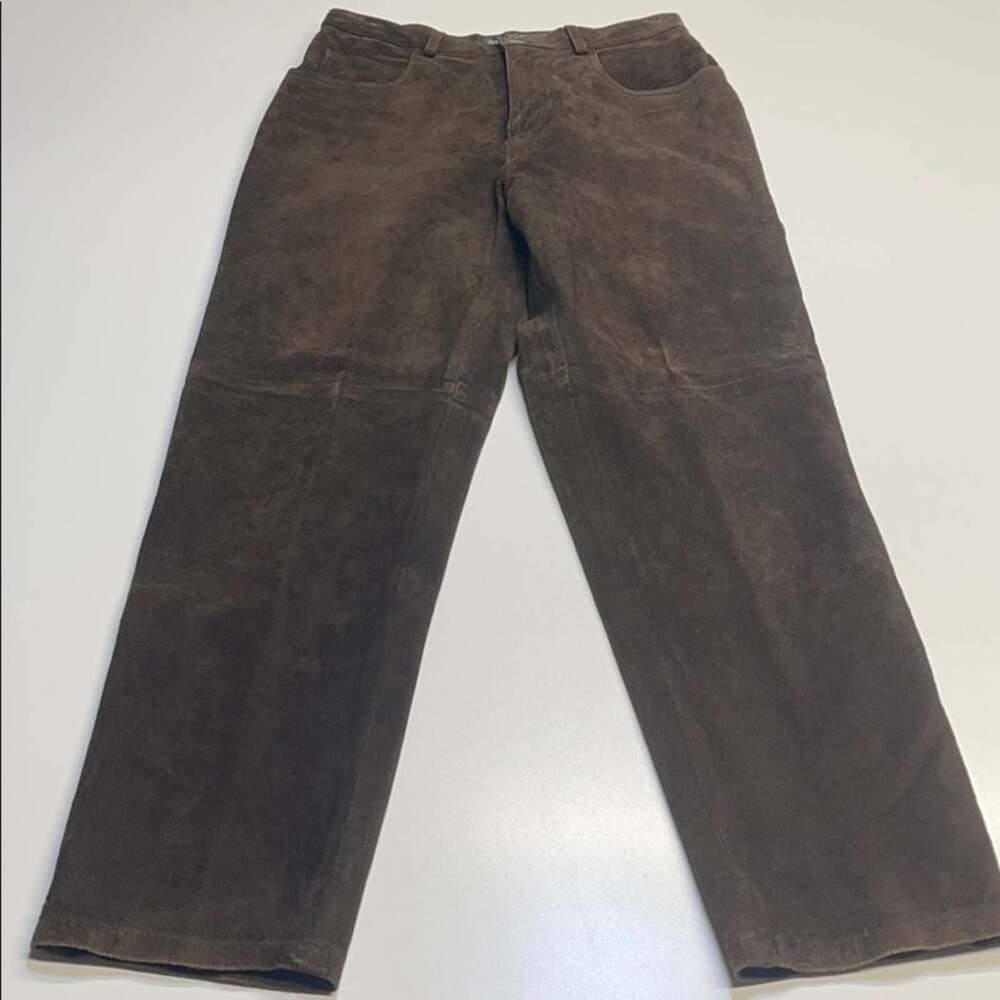 BLOOMINGDALES Womens 8P Brown Suede Leather Pants